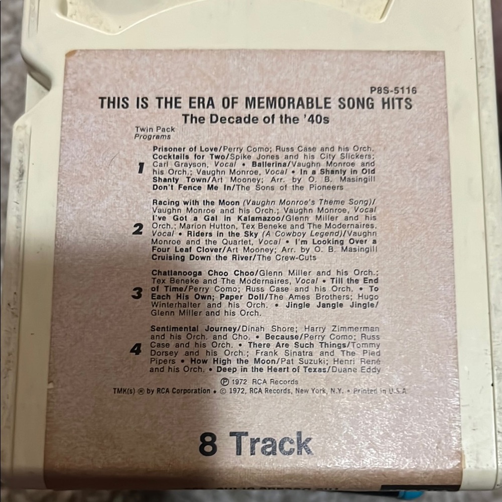 Vintage 8-Track Tape with Classic Hits